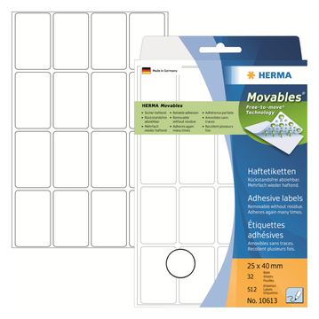 HERMA Movables - Papier - selbstklebend - weiß - 25 x 40 mm 512 Etikett(en) (32 Bogen x 16)