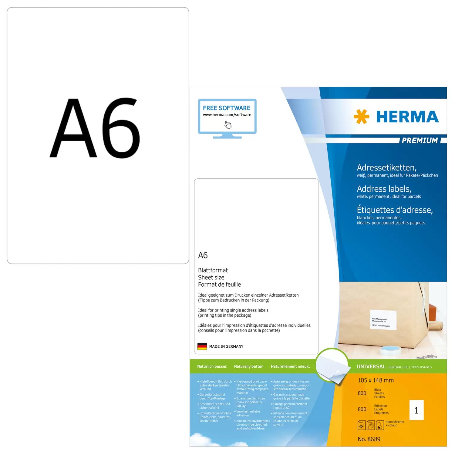 HERMA Premium - Papier - matt - permanent selbstklebend - weiß - A6 (105 x 148 mm)