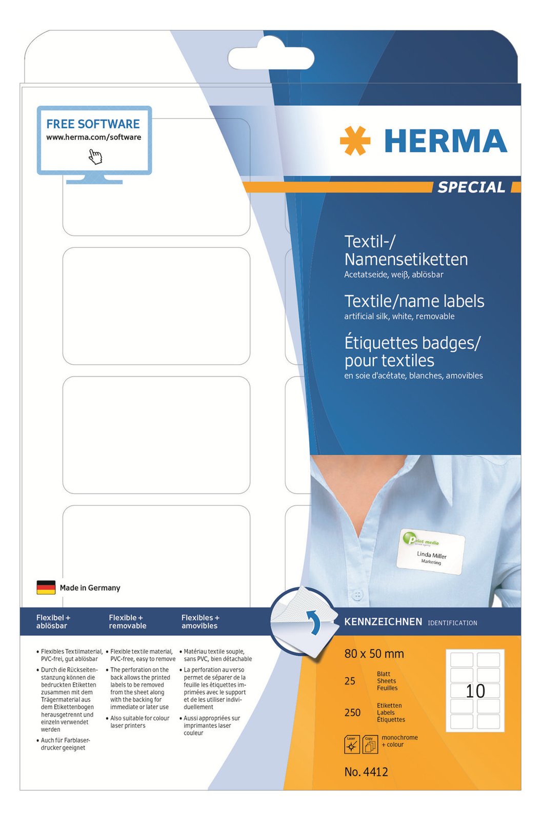 HERMA Special - Selbstklebend - weiß - 50 x 80 mm 250 Stck. (25 Bogen x 10)
