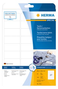 HERMA Special Name labels - Acetatseide - selbstklebend, entfernbarer Klebstoff - weiß - 63.5 x 29.6 mm 540 Etikett(en) von LumaTech