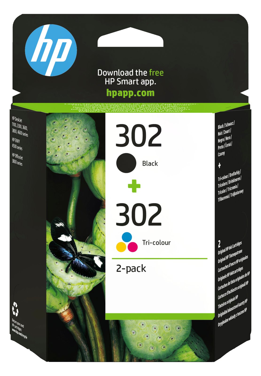 HP 302 Combo Pack - 2er-Pack - Schwarz, Farbe (Cyan, Magenta, Gelb)
