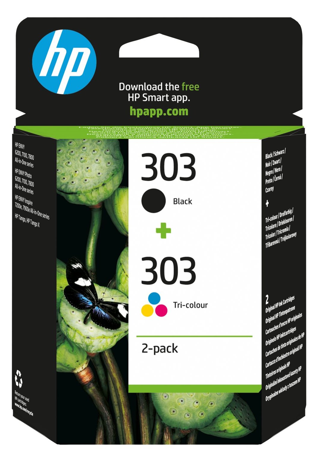 HP 303 - 2er-Pack - Farbe (Cyan, Magenta, Gelb), pigmentiertes Schwarz