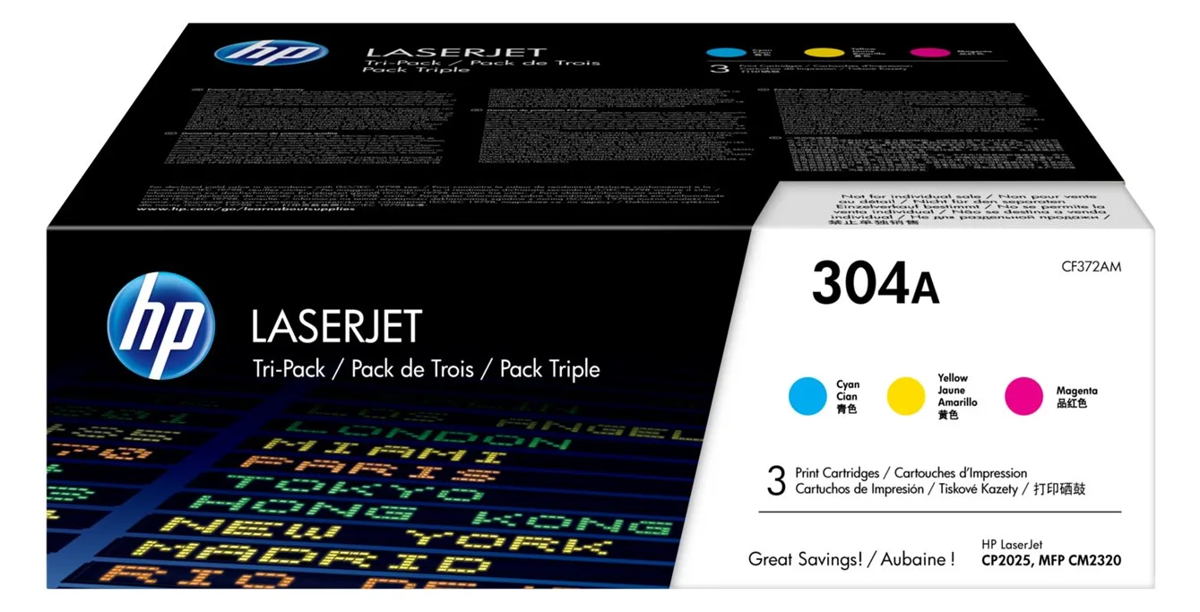 HP 304A - 3er-Pack - Gelb, Cyan, Magenta - original - LaserJet - Tonerpatrone (CF372AM), Ansicht 2