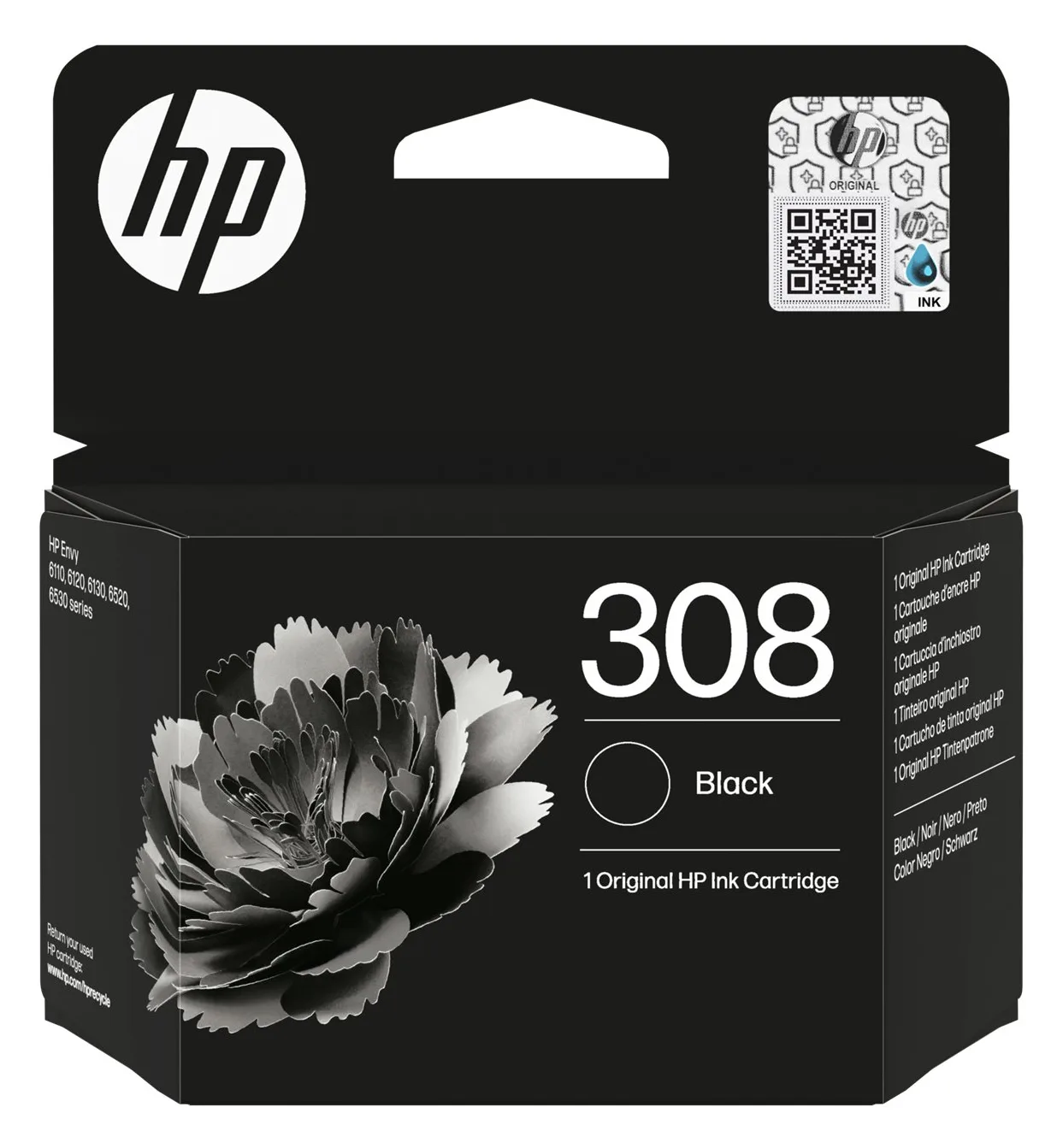 HP 308 Black Original Ink Cartridge, Ansicht 2