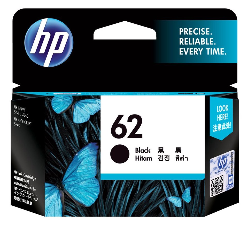 HP 62 - Schwarz - Original - Tintenpatrone - für Envy 55XX, 56XX, 76XX