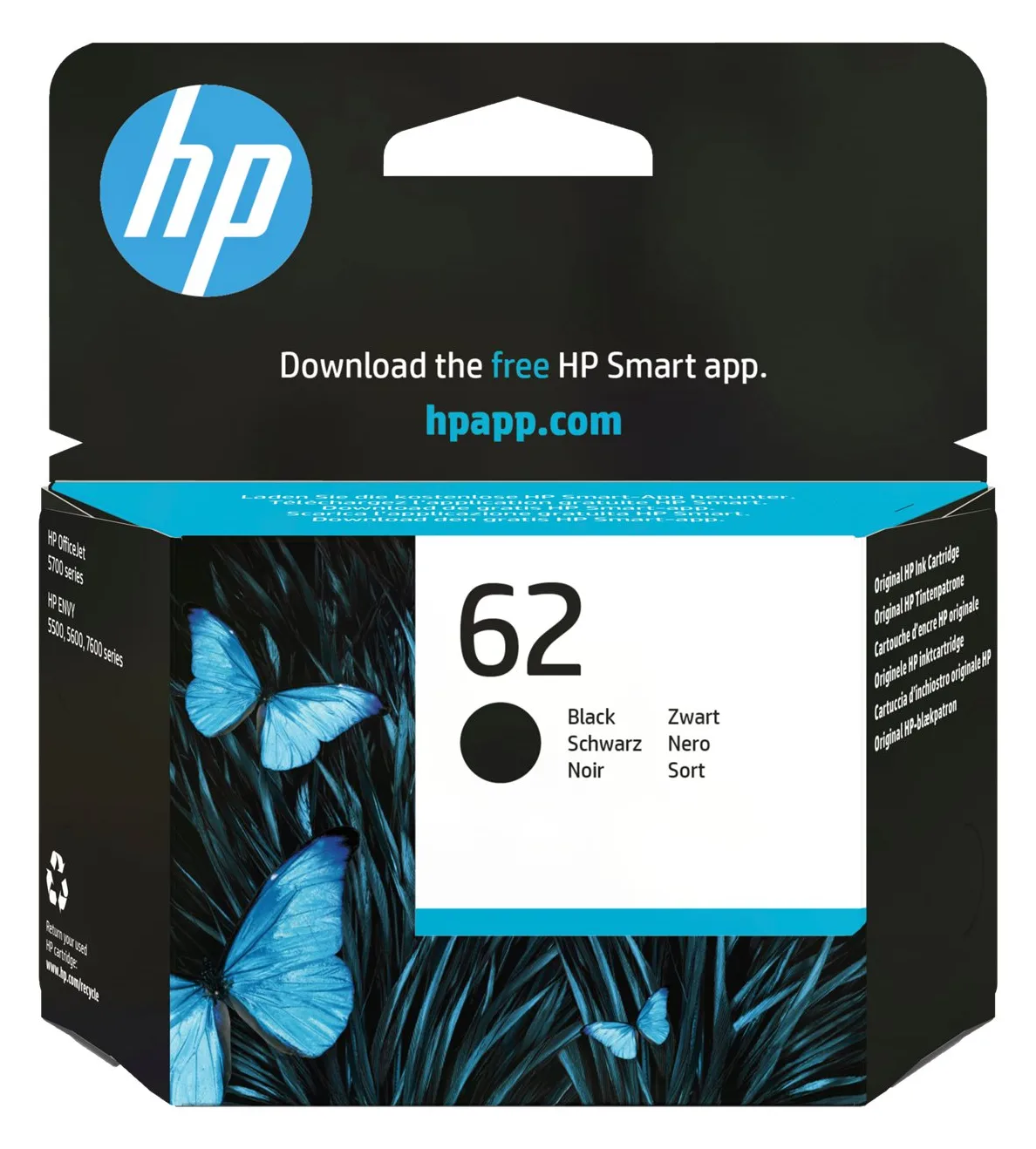 HP 62 - Schwarz - Original - Tintenpatrone - für Envy 55XX, 56XX, 76XX, Ansicht 2