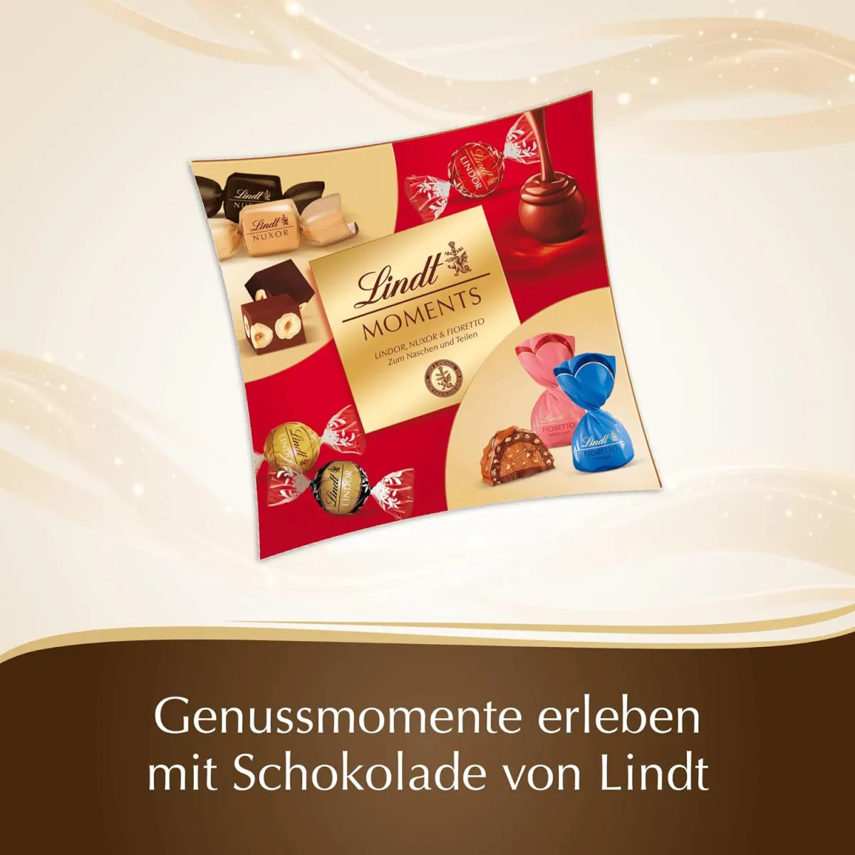Lindt Schokolade | Lindt Moments Box | 223g | Raffinierte Mischung aus feinsten LINDOR Kugeln, nussigen NUXOR Würfeln und knusprigen FIORETTO | Schokoladen-Geschenk — Bild 2