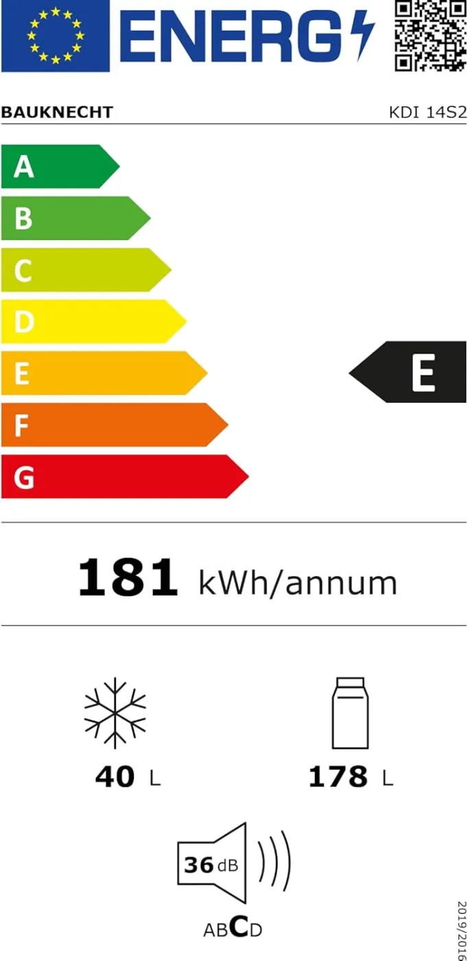 Bauknecht KDI 14S2 Einbau-Kühl-/Gefrierkombination/ Energieeffizienzklasse: E/ Nische 145/ Elektronische Temperaturregelung/ LED-Beleuchtung/ Abtauautomatik im Kühlteil/ Sicherheitsglas — Bild 5