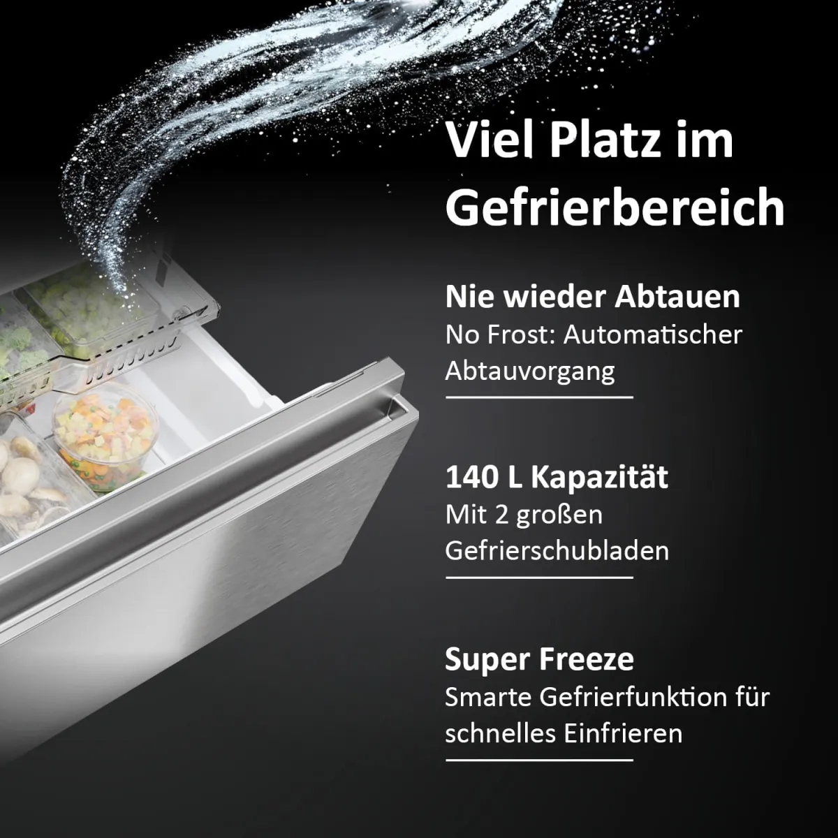Haier French Door Kühl-Gefrierkombination 70 cm Breite I 402 L French Door Kühlschrank, freistehend I Doppeltür Kühlschrank mit Gefrierfach, No Frost I LED, Touch-Display I FD 70 SERIE 3 HFR3718ENMM — Bild 4
