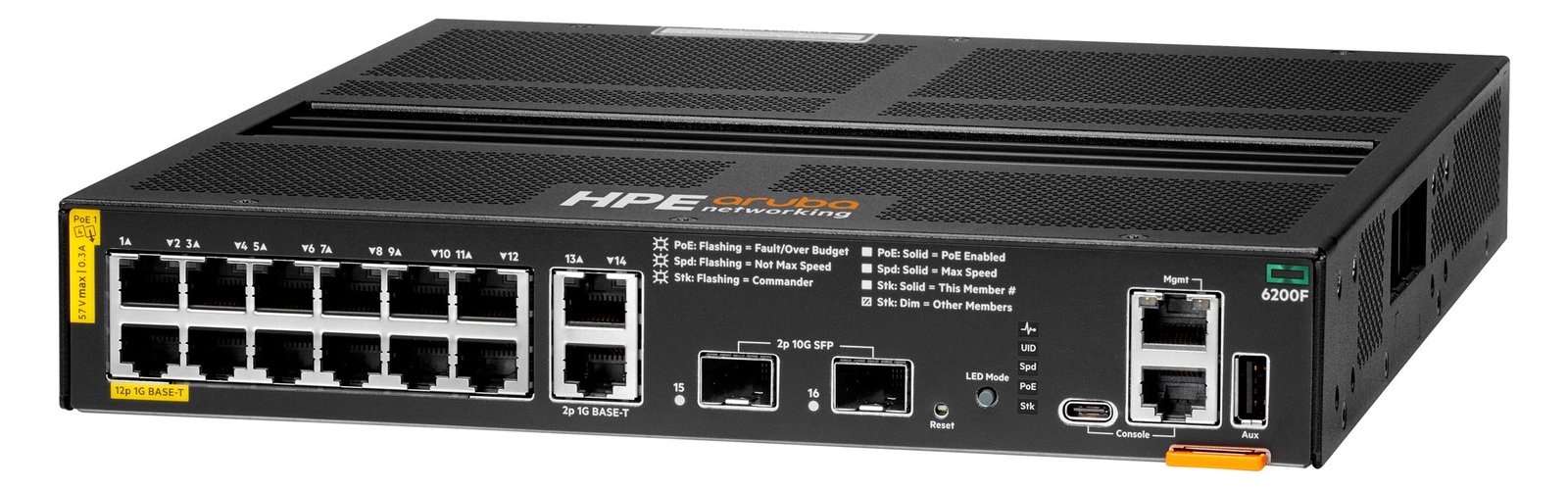 HPE Aruba 6200F 12G Class4 PoE 2G/2SFP+ 139W Switch - Switch - L3 - managed - 12 x 10/100/1000 (PoE+) von LumaTech