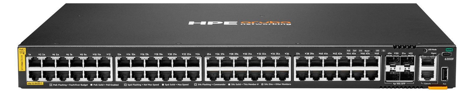 HPE Aruba Networking CX 6200F 48G Class4 PoE 4SFP+ 740W Switch - Switch - max. Stapelentfernung 10 km - L3 - managed von LumaTech