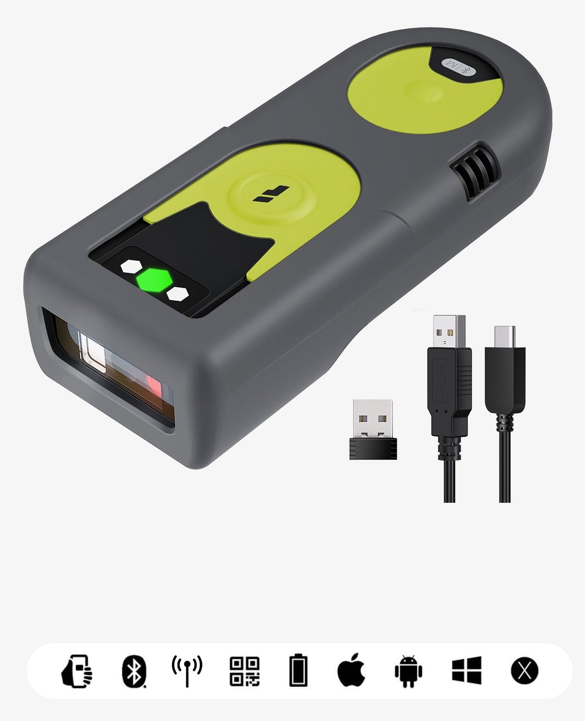Inateck Barcodescanner 42 green[BCST-42_green] - Barcode-Scanner - Bluetooth 5