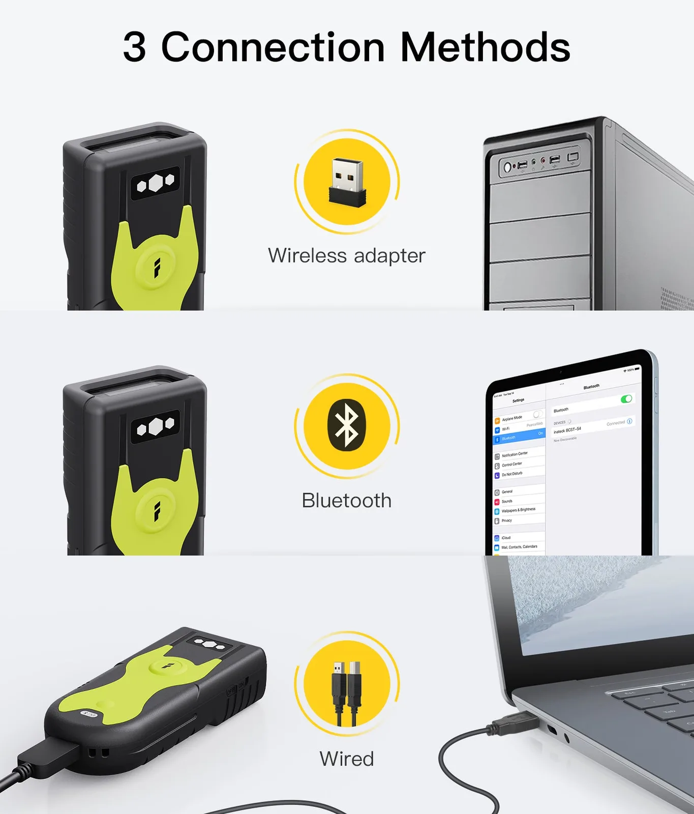 Inateck Barcodescanner 42 green[BCST-42_green] - Barcode-Scanner - Bluetooth 5, Ansicht 4