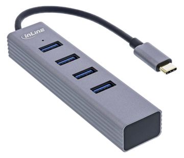 InLine USB-C 3.2 Multi Hub (4x USB-A 5Gb/s) - OTG - Aluminiumgehäuse von LumaTech