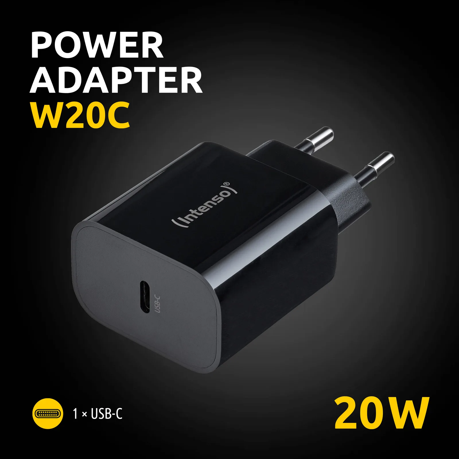 Intenso W20C black USB-C Adapter 20 W Schwarz, Ansicht 3