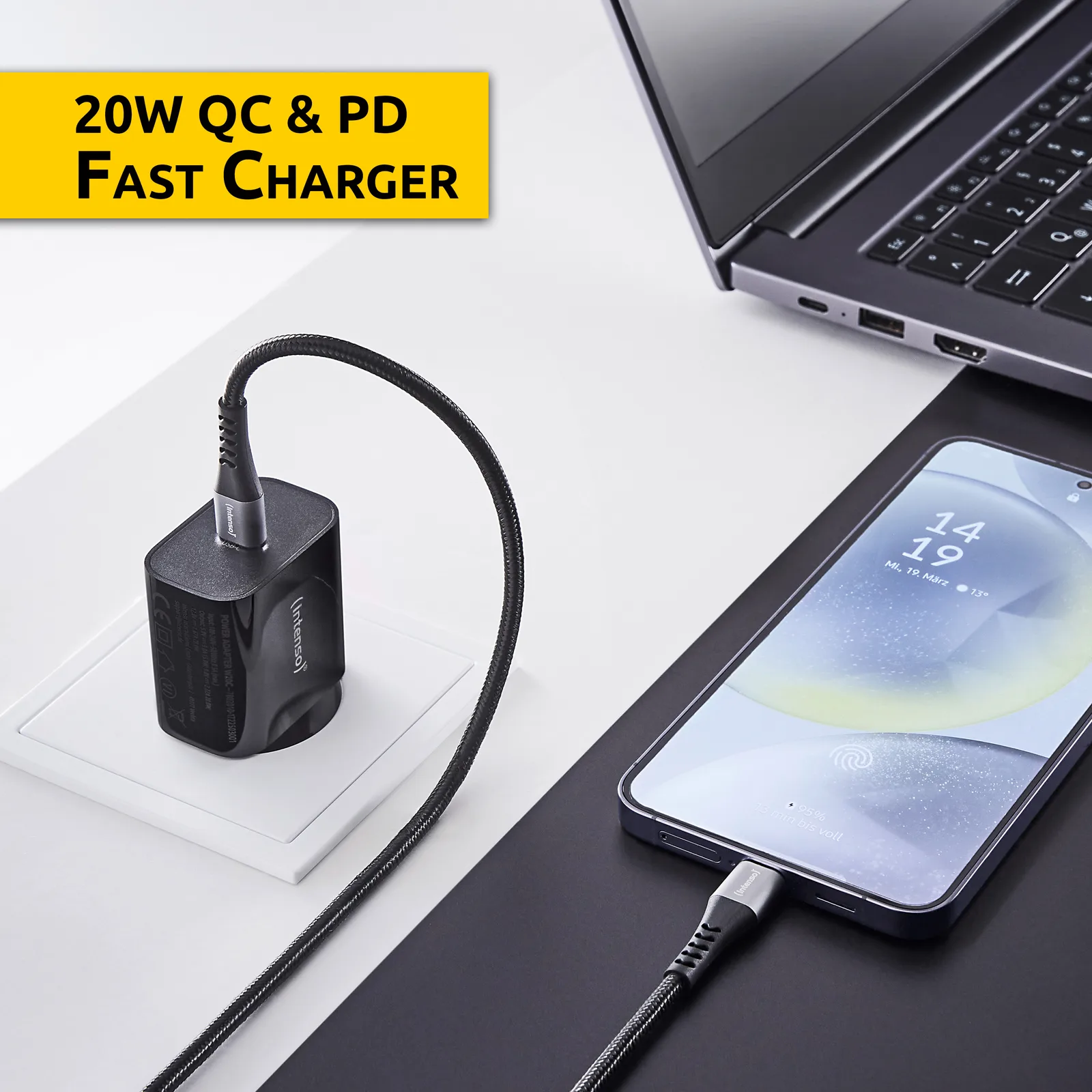 Intenso W20C black USB-C Adapter 20 W Schwarz, Ansicht 4