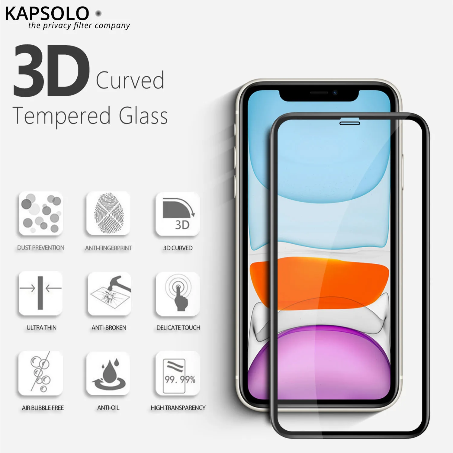 KAPSOLO Bildschirmschutz für Handy - gebogen - Apple iPhone, Ansicht 4