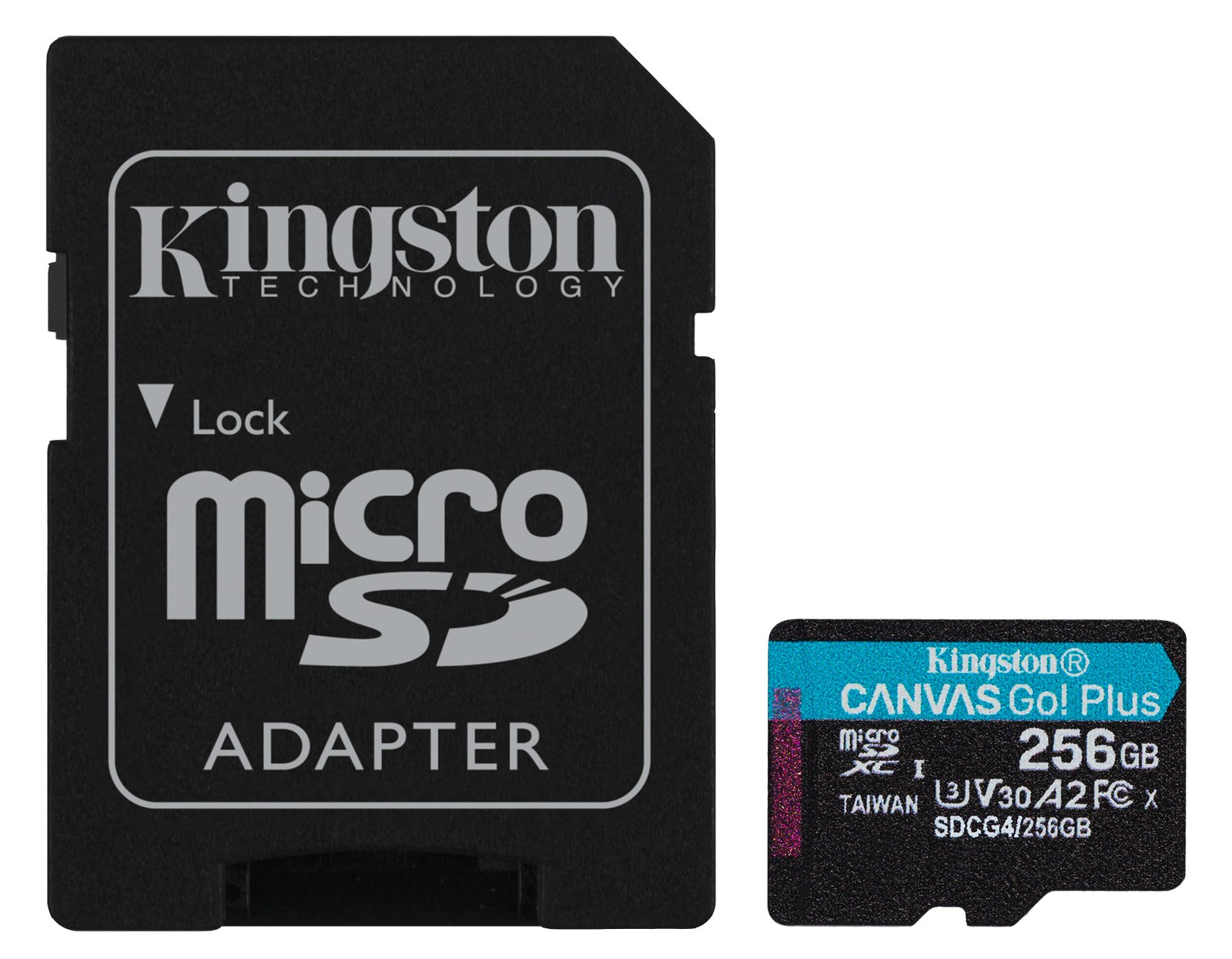 Kingston 256GB microSDXC Canvas Go Plus Gen4 200MB/s A2 U3 V30 Card+ Adapter - Micro SD - Secure Digital (SD)