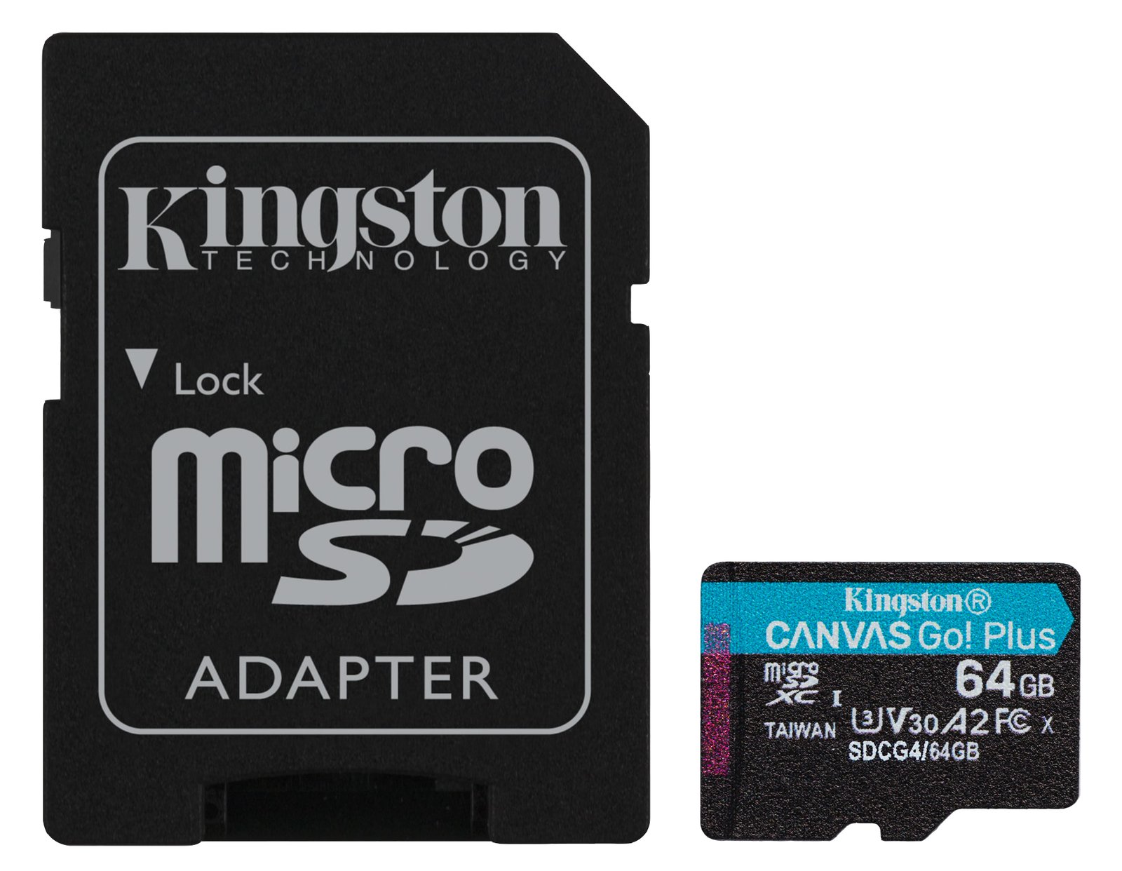 Kingston 64GB microSDXC Canvas Go Plus Gen4 200MB/s A2 U3 V30 Card+ Adapter - Micro SD - Secure Digital (SD)