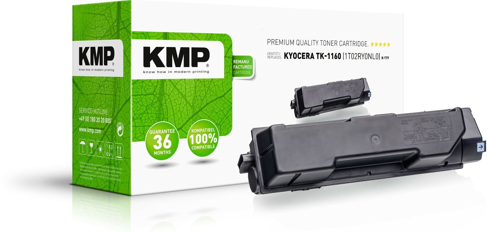 KMP K-T77 - 290 g - Schwarz - kompatibel - Tonerpatrone (Alternative zu: Kyocera 1T02RY0NL0, Kyocera TK-1160)