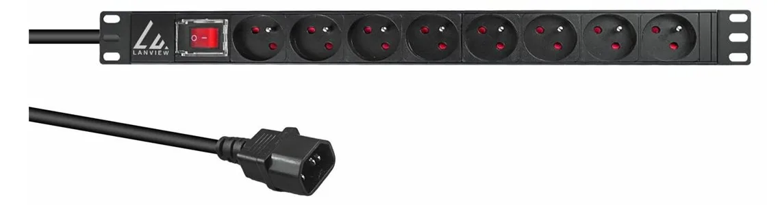 Lanview LVR-2MSCH-SW-C13-8 - Standard - 1U - Einphasig - Horizontal - Schwarz - 8 AC-Ausgänge, Ansicht 2