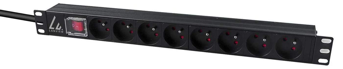 Lanview LVR-2MSCH-SW-C13-8 - Standard - 1U - Einphasig - Horizontal - Schwarz - 8 AC-Ausgänge, Ansicht 3