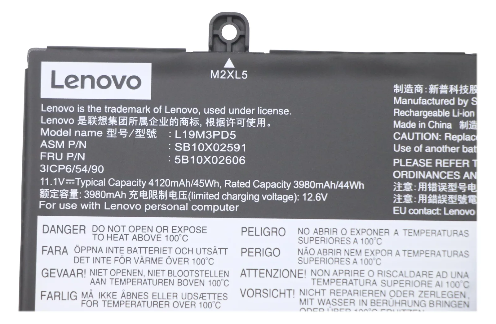 Lenovo Simplo L19M3PD5 - Laptop-Batterie - Lithium-Ionen, Ansicht 2