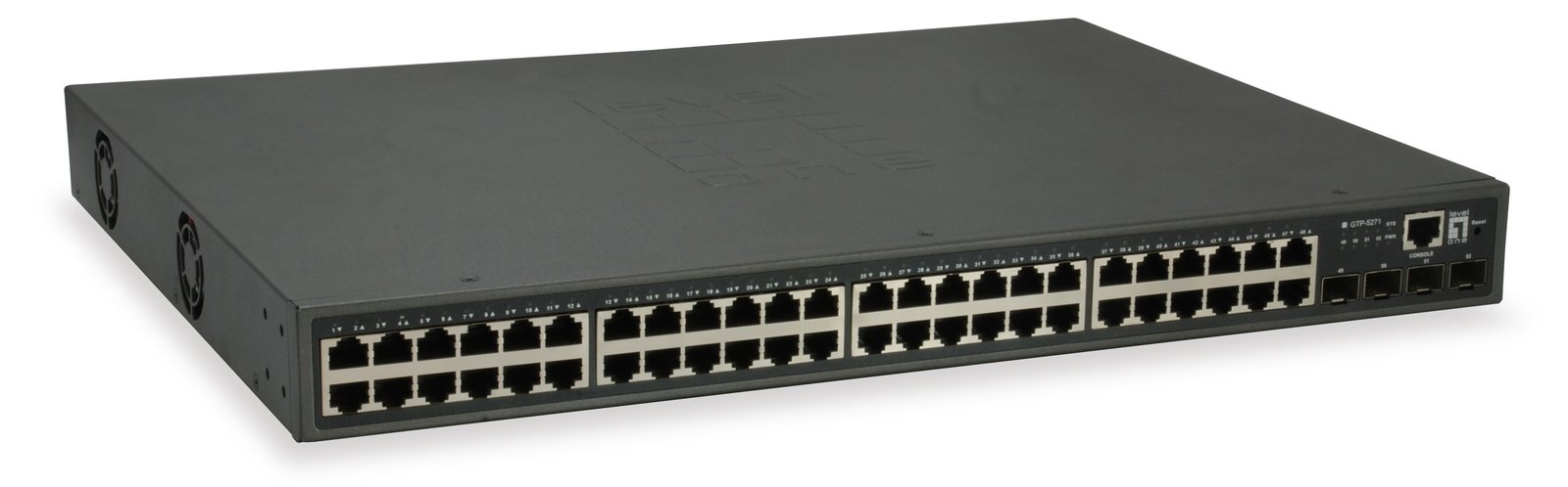 LevelOne 52-Port L3 Lite Managed Gigabit PoE Switch - 4 x 10GbE SFP+ - 48 PoE-Ausgänge - 400W PoE-Leistungsbudget