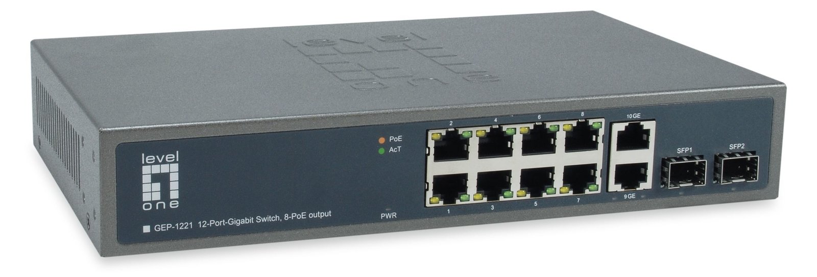 LevelOne GEP-1221 - Switch - unmanaged - 8 x 10/100/1000 (PoE+)