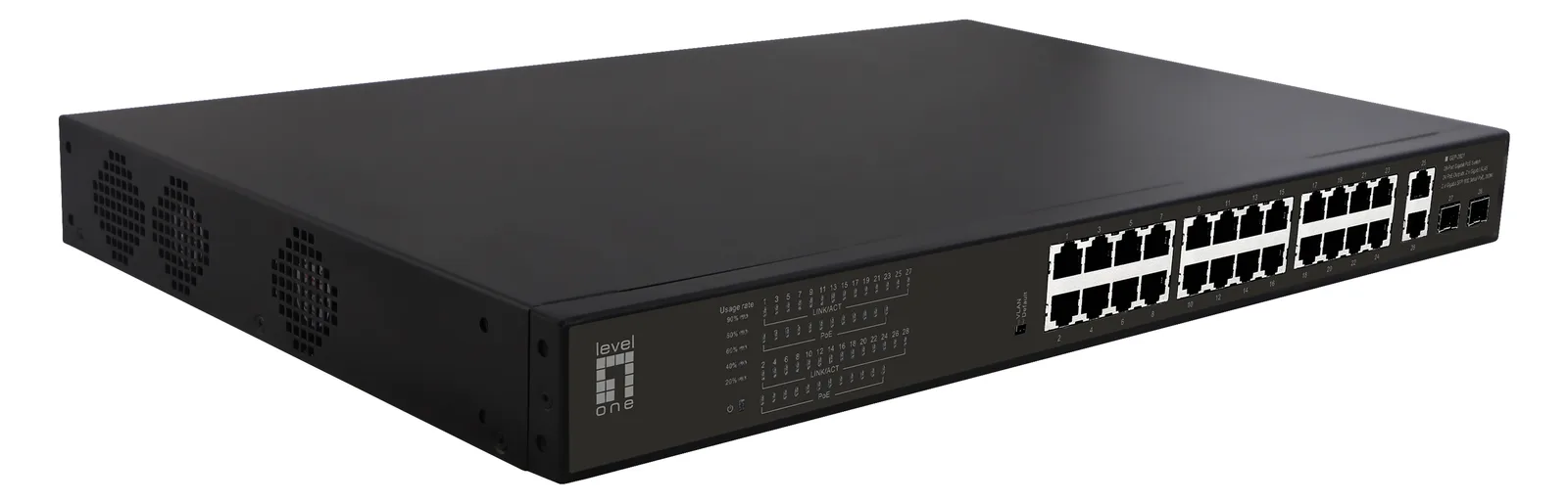 LevelOne GEP-2821 - Unmanaged - Gigabit Ethernet (10/100/1000) - Power over Ethernet (PoE) - Rack-Einbau - 1U, Ansicht 2