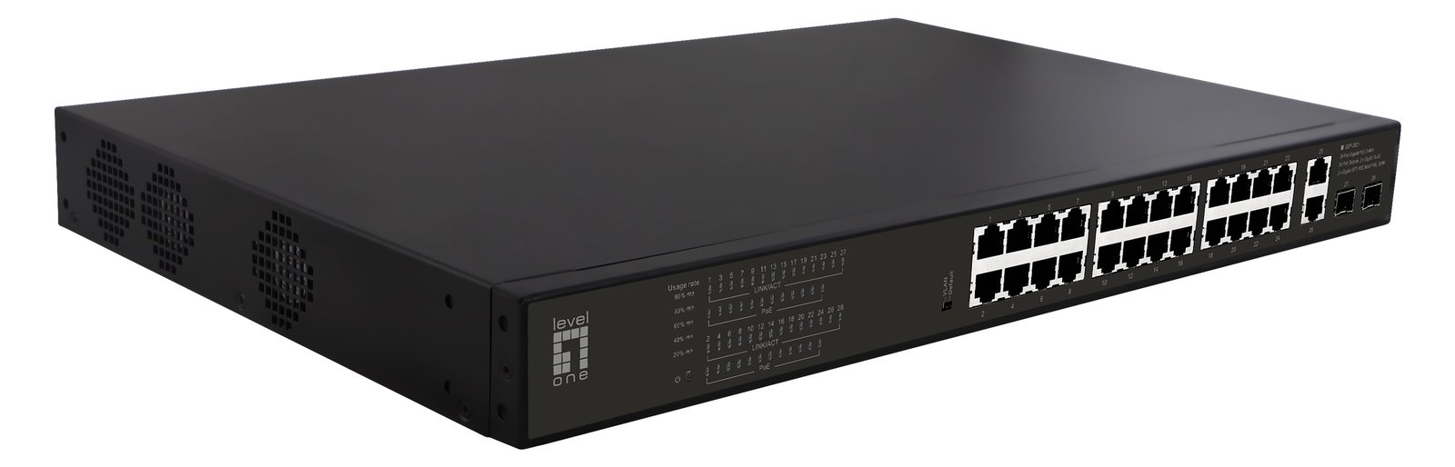 LevelOne GEP-2821 - Unmanaged - Gigabit Ethernet (10/100/1000) - Power over Ethernet (PoE) - Rack-Einbau - 1U