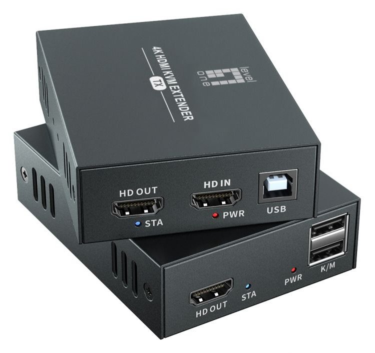 LevelOne HDMI over Cat.5/6 Extender kit 4K 100m schwarz