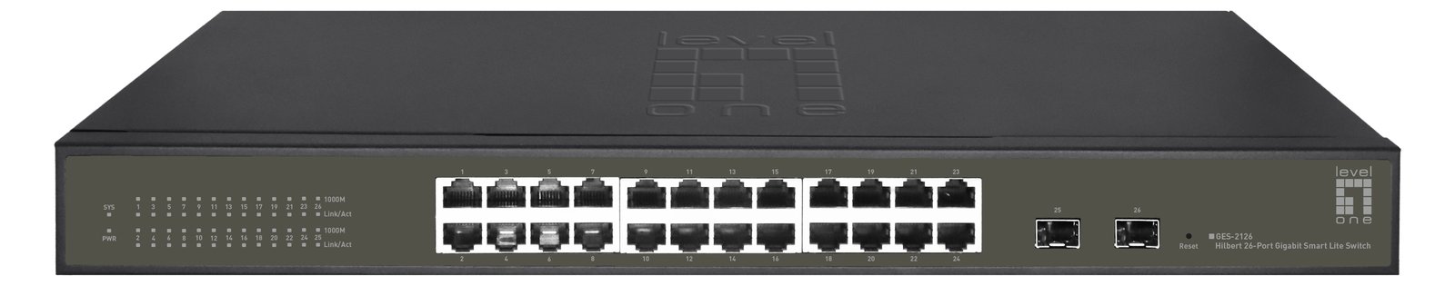 LevelOne Hilbert 26-Port Gigabit Smart Lite Switch - 24 x Gigabit RJ45 - 2 x Gigabit SFP - Managed - Gigabit Ethernet von LumaTech