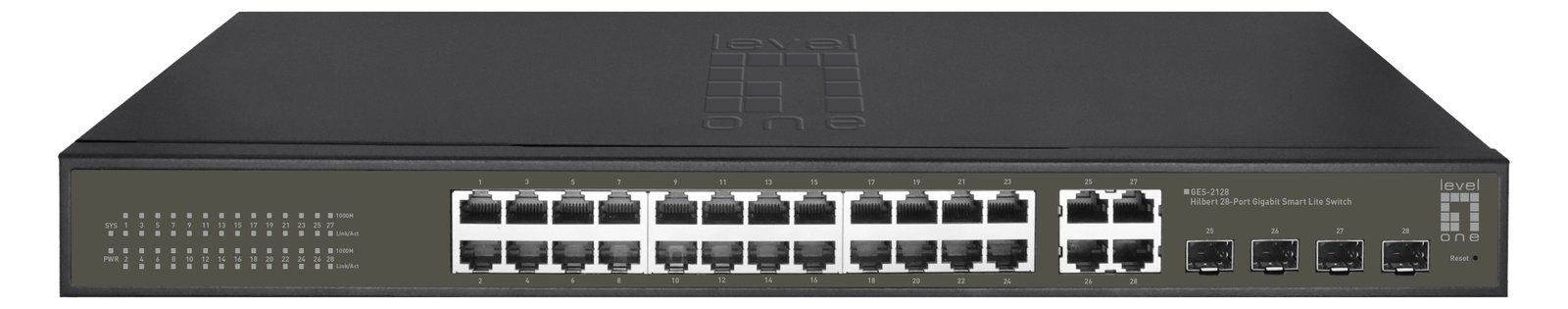 LevelOne Hilbert 28-Port Gigabit Smart Lite Switch - 24 x Gigabit RJ45 - 4 x Gigabit SFP/RJ45 Combo - Managed - L2