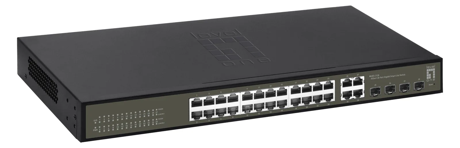LevelOne Hilbert 28-Port Gigabit Smart Lite Switch - 24 x Gigabit RJ45 - 4 x Gigabit SFP/RJ45 Combo - Managed - L2, Ansicht 2
