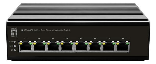 LevelOne Switch 8 Port FE IFS-0801 DIN-Rail -30°C - Switch - 0,1 Gbps