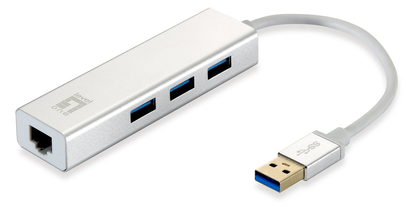 LevelOne USB-0503 - Hub - 3 x SuperSpeed USB 3.0 + 1 x 10/100/1000