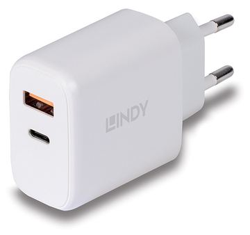 Lindy Netzteil - 30 Watt - 3 A - PD 3.0 - 2 Ausgabeanschlussstellen (4-polig USB Typ A / 24-polig USB-C) von LumaTech