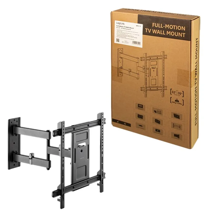 LogiLink Klammer - Voll beweglich - für LCD-TV / curved LCD-TV - Schwarz - Bildschirmgröße: 32-70 - Wandmontage, Ansicht 3