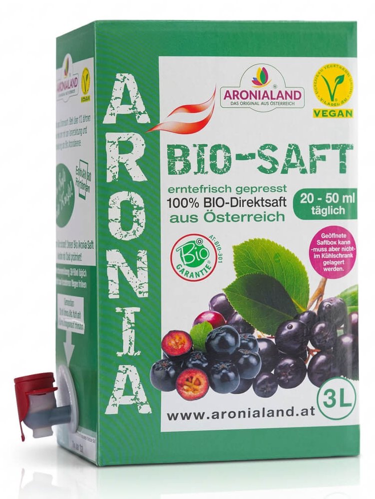 Bio-Aroniasaft 3L – 100 % Direktsaft aus Österreich, 1.629 mg OPC pro 50 ml