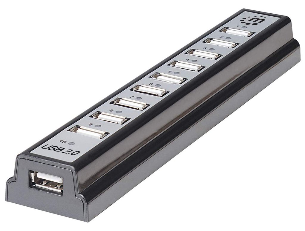 Manhattan USB-A 10-Port Desktop Hub, 10x USB-A Ports, 480 Mbps (USB 2.0)