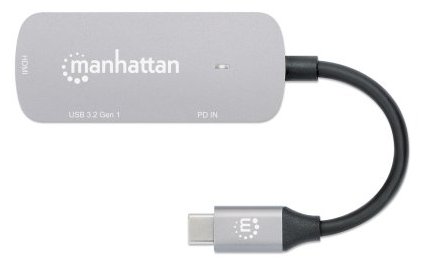 Manhattan USB-C Dock/Hub, Ports (x3):  HDMI, USB-A and USB-C, With Power Delivery (100W)