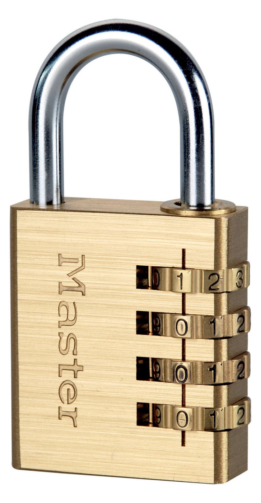 MasterLock 40 mm breites Vorhängeschloss mit individuell einstellbarer Zahlenkombination; Messingoberflche