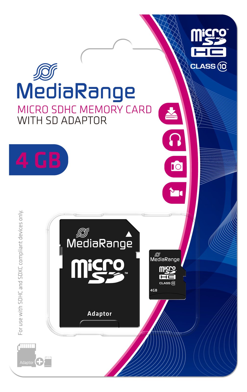 MEDIARANGE Flash-Speicherkarte (microSDHC/SD-Adapter inbegriffen)