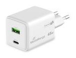MEDIARANGE Ladegerät 43W 2-Port 1x USB-A/1x USB-C GaN weiß von LumaTech
