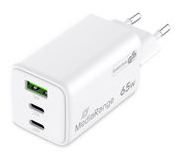 MEDIARANGE Ladegerät 65W 3-Port 1x USB-A/2x USB-C GaN weiß von LumaTech