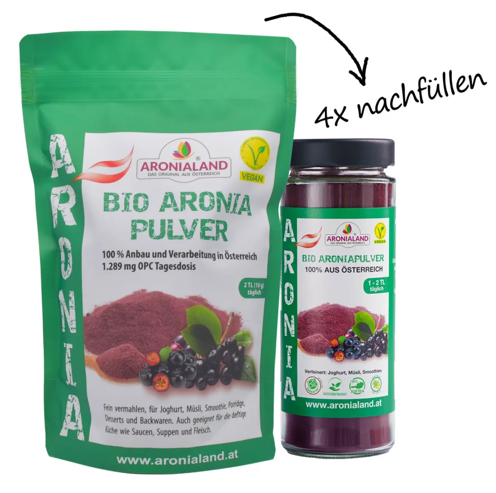 Bio Aronia Pulver 750g (645mg OPC/ TL) — Bild 8
