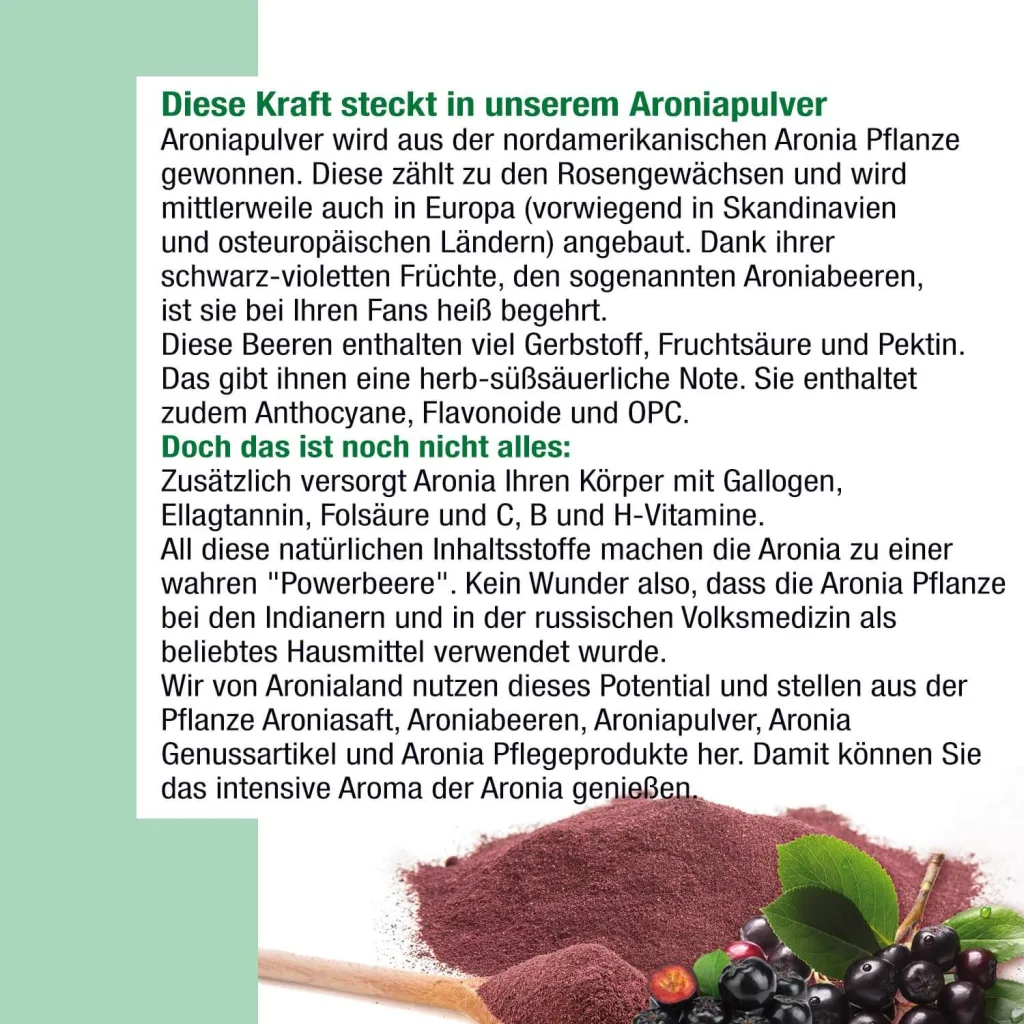 Bio Aronia Pulver 750g (645mg OPC/ TL) — Bild 10
