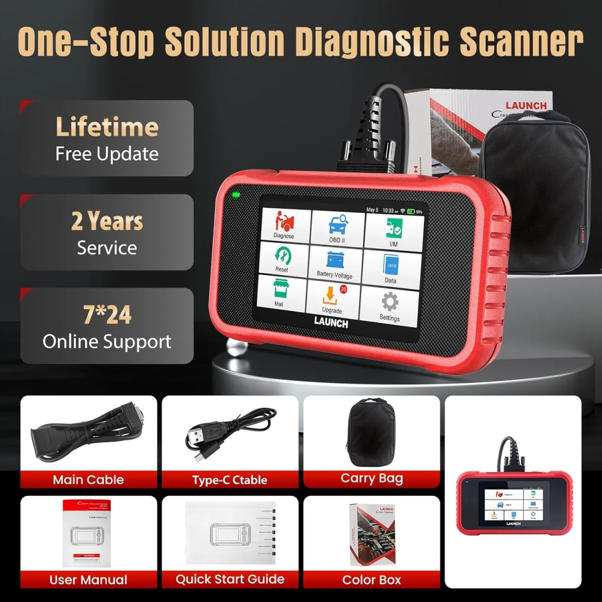 LAUNCH CRP123E V3.0 OBD2 Diagnosegerät Auto Auslesegerät Kfz-Codeleser für Motor,ABS,SRS, Automatik Getriebe,7 Resets:ABS-Blutung/Öl/SAS/Throttle/DPF/EPB/Battery Reset,lebenslanges Upgrade,CAN FD&DOIP — Bild 8