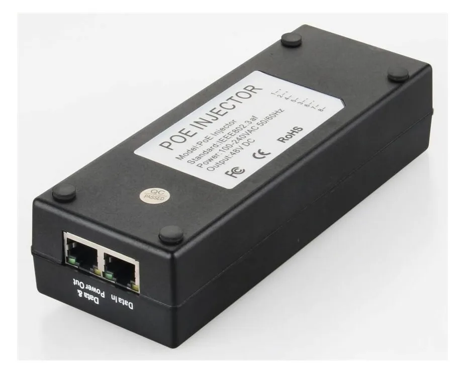MicroConnect POEINJ-15W - 10 Gigabit Ethernet - 10 Mbit/s - 10/100 - IEEE 802.3af - Cat5 - Schwarz, Ansicht 4